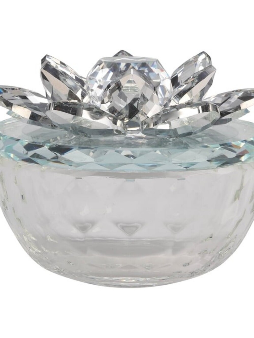 Sagebrook Home Crystal Lotus Top Glass Trinket Box